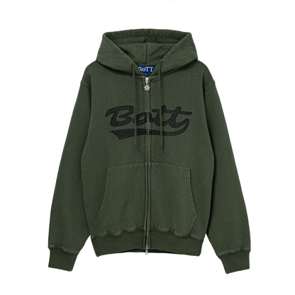 Washed Script Logo Zip Hoodie